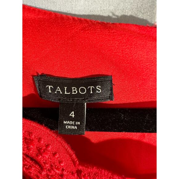 Talbots Dress Womens 4 Red Knee Length Office Eyelet Classic Modest Professional - Picture 2 of 7